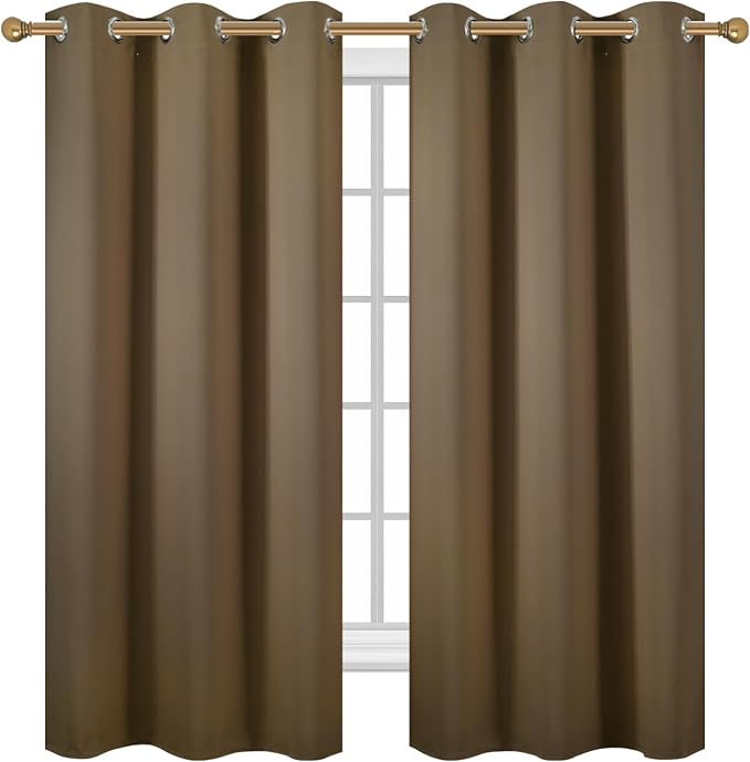 Diraysid Brown Grommet Blackout Curtains - Image 2
