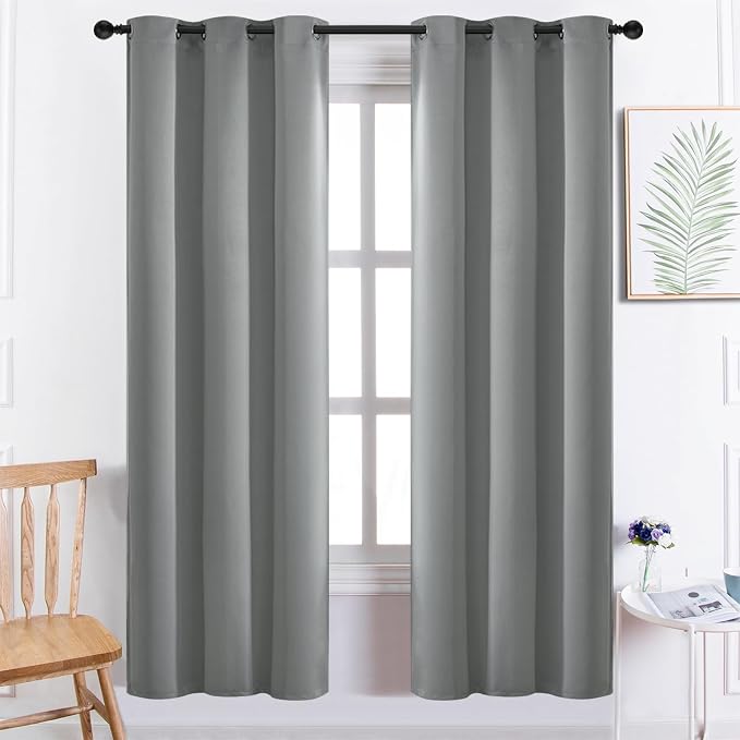 Yakamok Blackout Curtains 38x72 inch Dove Grey Thermal Drapes-Bedroom | 2 panels by Yakamok
