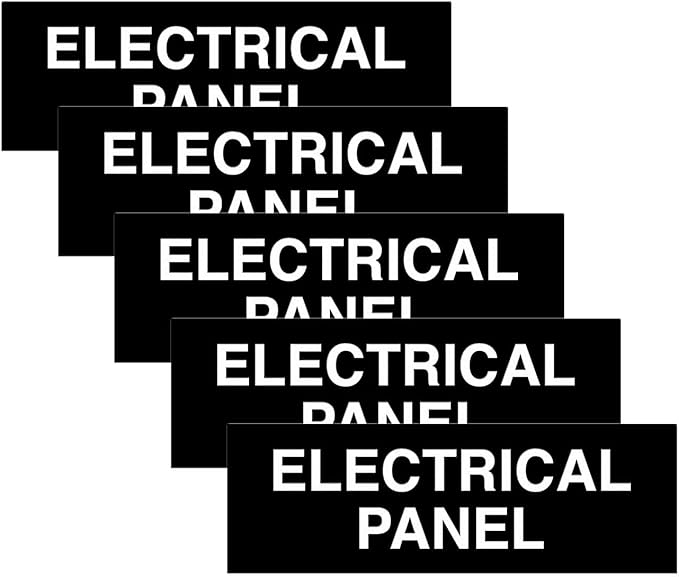 All Quality Basic Electrical Panel Sign - Fire Regulation Safety Compliance Sign - Black - Medium (5 Pack)