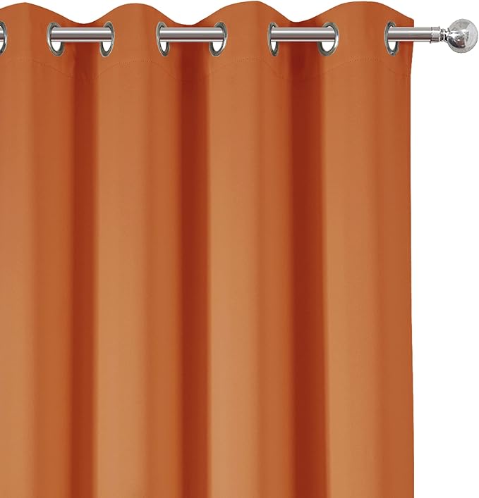 Orange Blackout Curtains 52 x 63 Inch Length/Set of 2 Curtain Panels/Thermal - Image 7