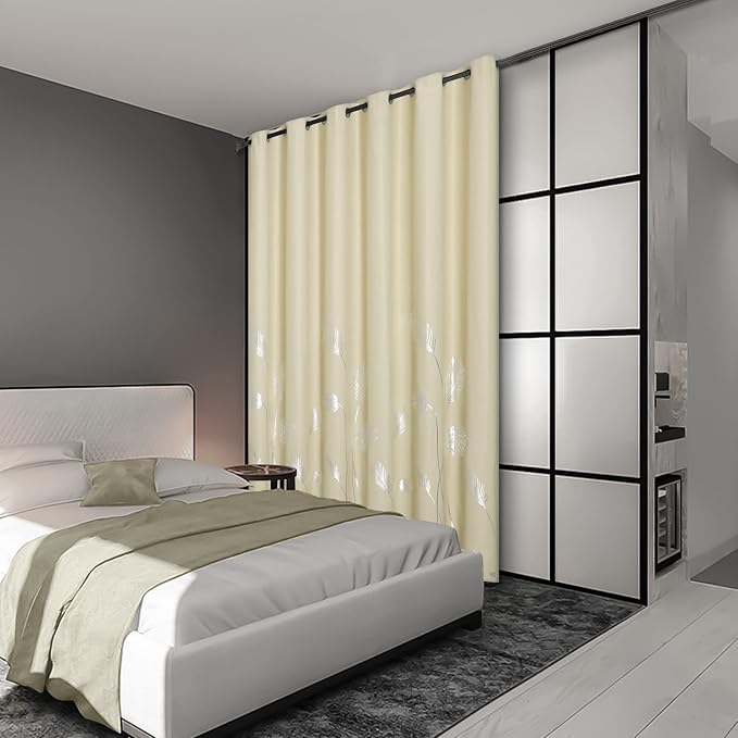 Beige Room Darkening Curtain for Sliding Door 80W x 84L Inch Long Extra Wide - Image 2