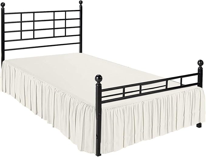 Ruffled Bed Skirt with Split Corners, Ivory, Full 16 Inch Drop Bedskirt, Hotel Quality Brushed Microfiber Wrinkle Free Dust Ruffle Bed Skirt Full Size