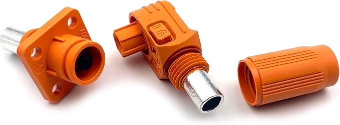 1 Set Battery Energy Storage Connector, 150A High Current Connectors Quick Plug Terminal Orange Right Angle Plug and Socket IP67 Waterproof Power Adapter Crimping 35mm² Wiring (1500V)