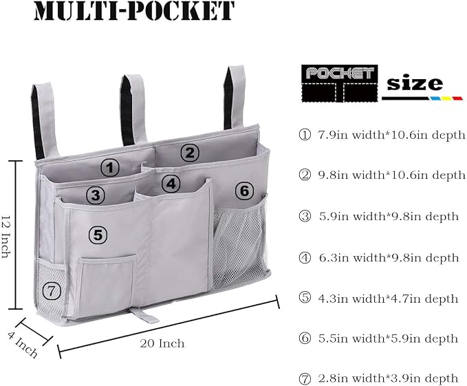 Bedside Caddy, Hanging Under Bed Storage Organizer Bag - Image 2