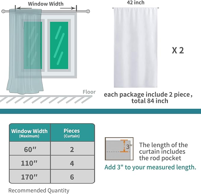 BGment Rod Pocket Room Darkening Curtains 54 Inches Length - Image 5