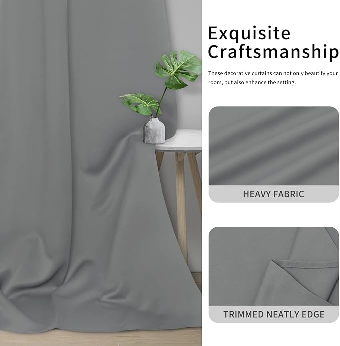 Easy-Going Thermal Grommet Blackout Curtains, 2 Panels 42x45 in, Light Gray | - Image 5