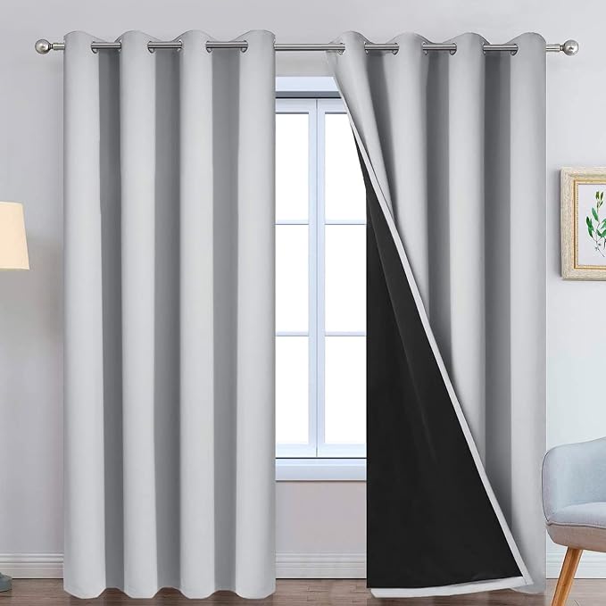Yakamok Light Grey 100% Blackout Curtains 90 Inches Long 52" Wide 2 Panel | by Yakamok