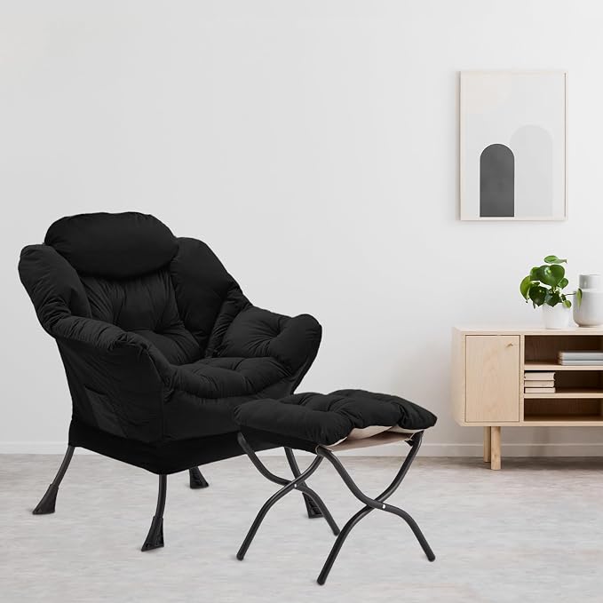 Youtanic Lazy Chair with Folding Ottoman, Accent Chair Velvet Upholstered with - Image 9