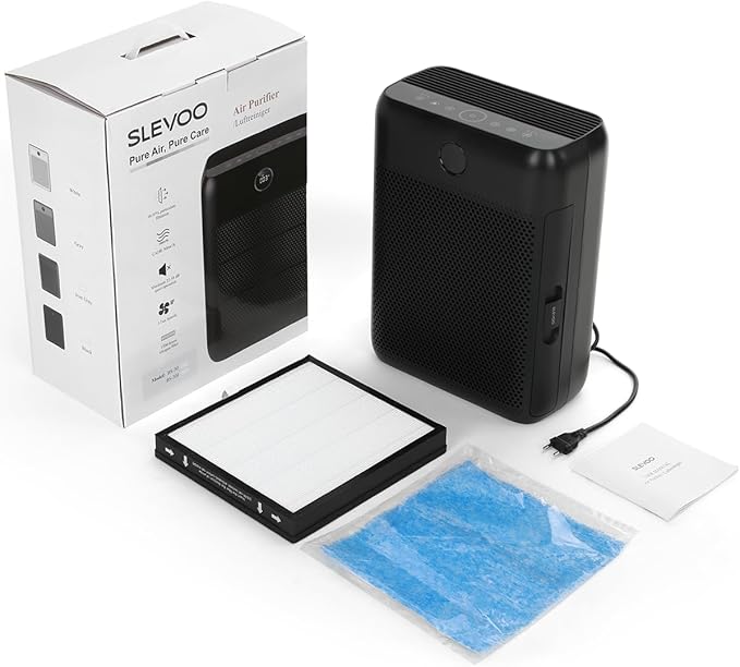 Slevoo Air Purifier for Home Large Room, H13 True HEPA Filter Air Purifiers & 3 × pre-filters for Bedroom,Office,Living Room,Covers Up to 1546 ft²,CADR 300 m³/h (Black)
