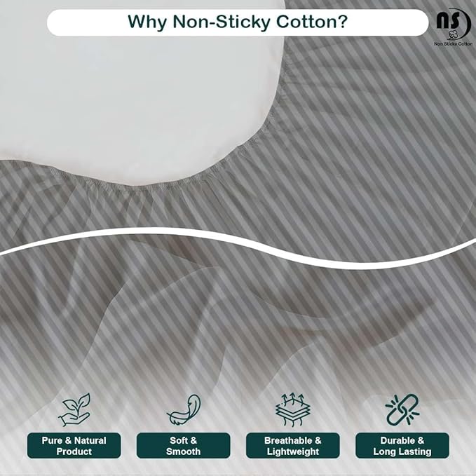 NON Sticky cotton Full Size Sleeper Sofa Sheets, 4 Piece Egyptian Cotton Bed Sheet Set for Sofa Bed, 6" Deep Pocket Fitted Sheet for Pull Out Couch Mattress, 54" x 75", Light Grey Stripe