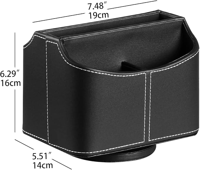 PU Leather 360° Rotatable Remote Control Holder, Nightstand TV Remote Caddy | - Image 2