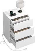 Nightstand with Charging Station and Hidden Drawer, Modern Night Stand by Draelibor