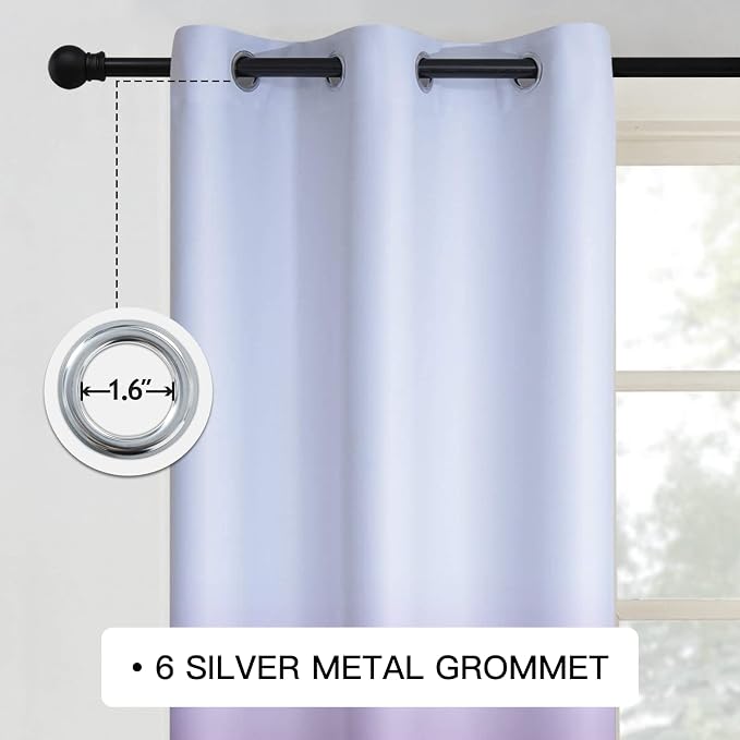 COSVIYA Grommet Ombre Room Darkening Curtains 84 inch Long, Gradient Drapes - Image 2