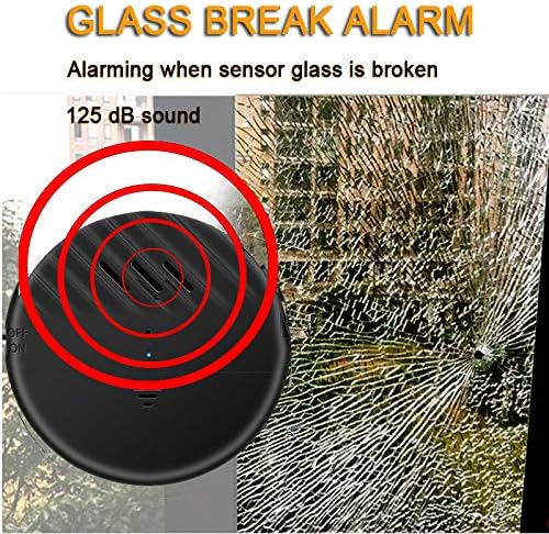 EverNary Window Vibration Alarm,5Pack-125dB Loud Ultra-Slim Anti-Theft Alarm for Door and Window Glass Break Sensor Alert with Adjustable Sensitivity (5, Black)
