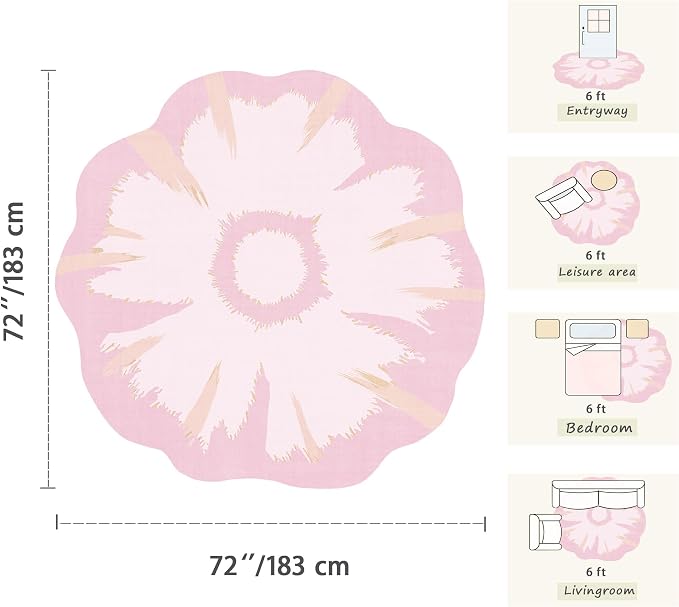 Latte&Fog 6ft Pink Round Area Rug - Image 2