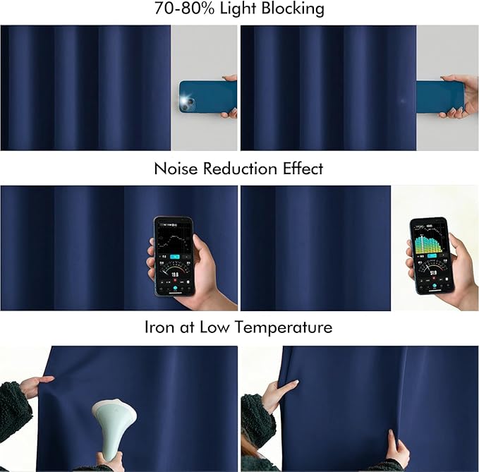MIULEE Navy Blue Back Tab Blackout Curtains 52x84 Inch Length 2 Panels Set | - Image 5