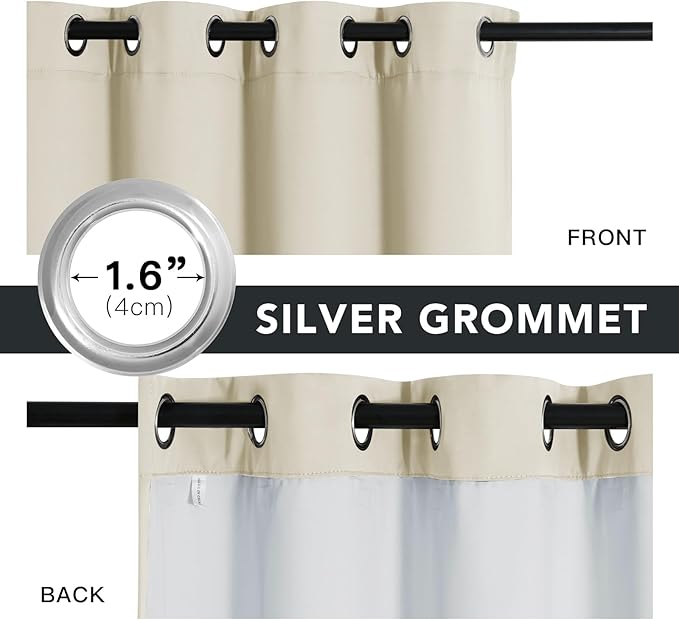 RYB HOME PM 2.5 Filter Curtains for Living Room/Bedroom, Soundproof Blackout Large Window Curtains for Dust Sandstorms Smog Pollen Odor Filtering, Beige, W42 x L84 inch, 2 Panels