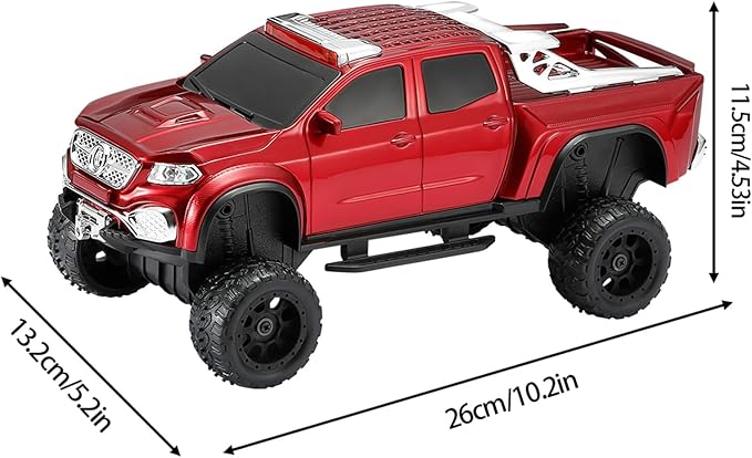 WSTER WS-X65 Pickup Truck Replica Bluetooth Speaker – HD Sound, FM Radio, TWS Stereo, LED Party Lights, USB/TF Playback, Built-in Mic – Cool Portable Car Design Speaker for Outdoors & Home (Red)