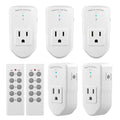 BN-LINK Wireless Remote Control Outlet Electrical Switch for Lights, Fans, Christmas Lights, Small Appliance, 100ft Long Range White (Learning Code, 5Rx-2Tx) 1200W/10A, ETL & FCC Certified
