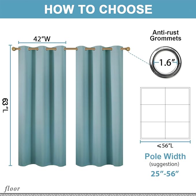 Diraysid Stone Blue Grommet Blackout Curtains - Image 7