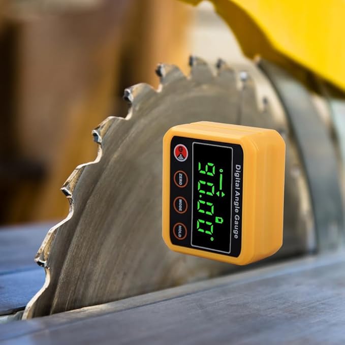 Magnetic Digital Angle Finder Protractor Inclinometer - Cube Digital Level Angle Gauge with Magnetic Base and Backlight - Precision Level Box for Woodworking, Construction, Machinery, Masonry (yellow)