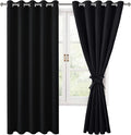 Blackout Curtains for Bedroom, 60 x 63 Inches Length Black 2 Panels | Thermal by Hiasan