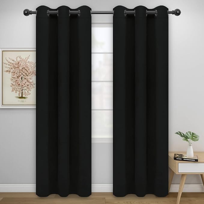 Easy-Going Thermal Grommet Blackout Curtains, 2 Panels 42x95 in, Noise Reduction by Easy-Going