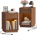 Akxomel Fluted Nightstand Set 2 Bedside Table by Akxomel