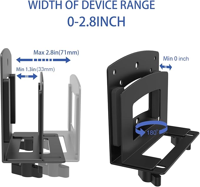 Monzlteck Adjustable Small Device Wall Mount Or VESA Mount Behind The Monitor |Design for Streaming Media Player, Switch, WII,Cable Boxes, Modems,Router,Power,mini pc,Mac mini,OptiPlex MFF and More