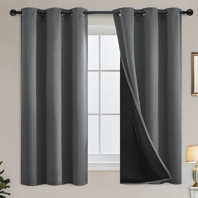 Yakamok Grey Blackout Curtains 63 inches Long by Yakamok