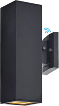 wowlite Outdoor Wall Light with Dusk to Dawn Sensor, 2700K Warm Light LED Up Down Sconce, Waterproof 13" Modern Square Matte Black Exterior Light Fixture Wall Mount for Porch Patio Garage, ETL Listed