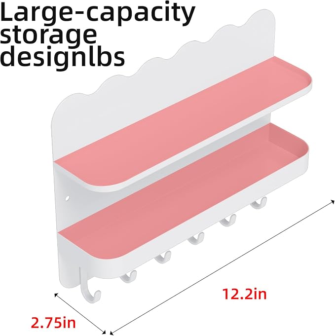 White Floating Bedside Shelf, Adhesive & Drill Mount | Metal floating shelf - Image 2