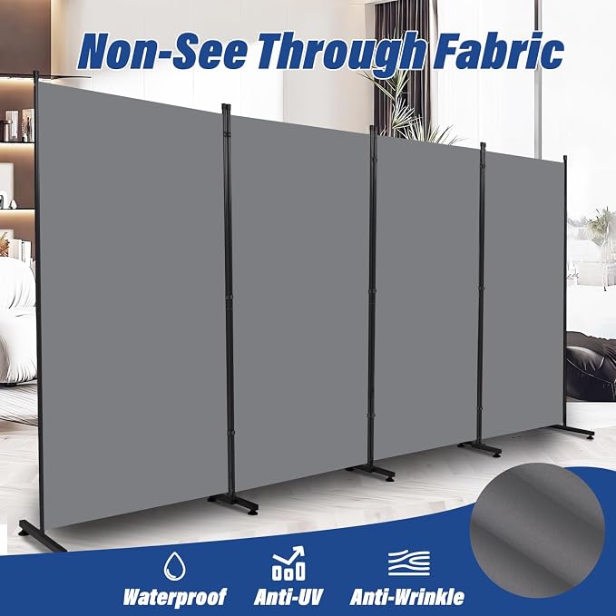 4 Panel Folding Room Divider, Indoor Privacy Screen Space Separator | 6ft - Image 3