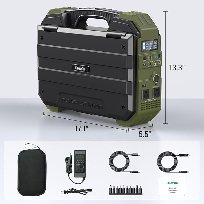 BLAVOR Portable Power Station 1600W (Peak 3200W), Built-in Solar Panel, 1024Wh LiFePO4 Battery, 100W USB-C Fast Charge, Solar Generator for Home Backup, Camping, Power Outages & RV