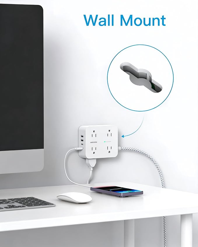 PD30W USB C Power Strip Surge Protector 15Ft, 1080J Desk Charging Station | 8 - Image 7