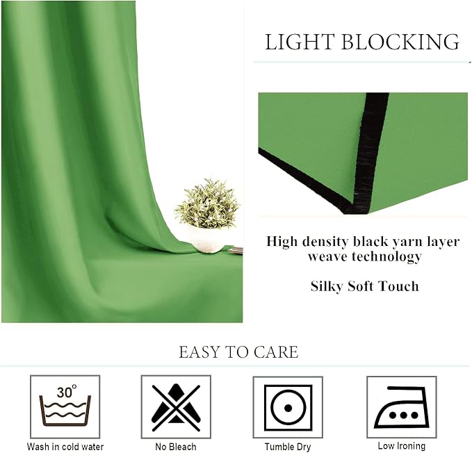 Diraysid Light Green Grommet Blackout Curtains - Image 7