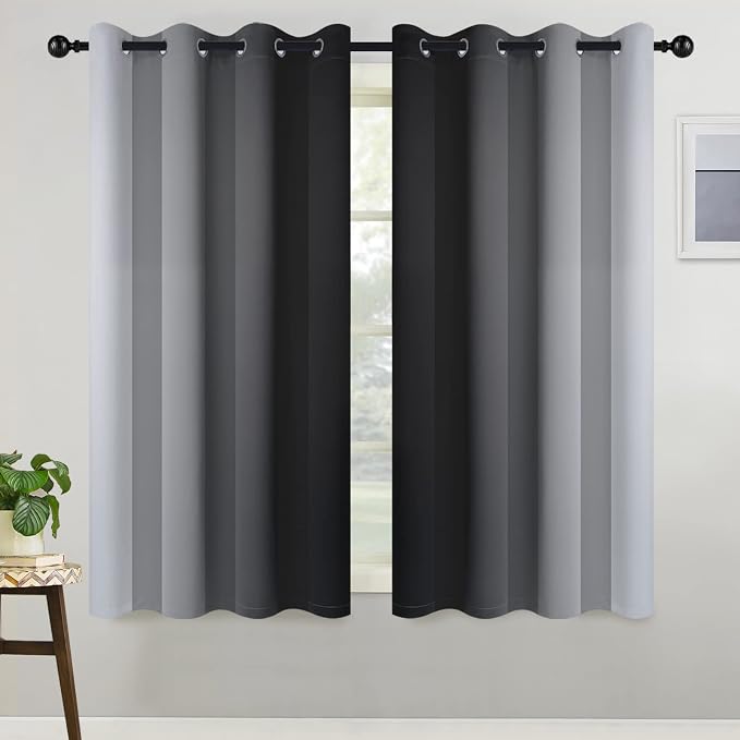 COSVIYA Grommet Ombre Black Room Darkening Curtains 54 inch - Image 2