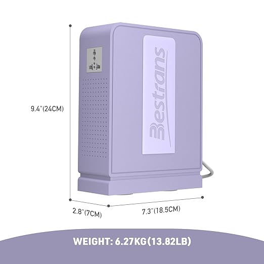 BESTRANS 2000W Step Up Transformer 110v to 220v Converter, Heavy Duty Voltage Converter 110v-120v to 220v-240v with Dual Outlets, Overload Protection & Ultra-Quiet for Home Appliances,Light Purple
