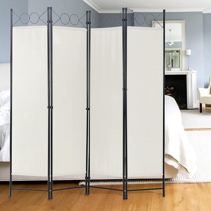 Dopinmin Room Divider Panel, Room Partiton 4 Panels Folding Privacy Screen | - Image 5