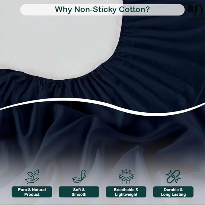 NON Sticky cotton Full Size Sleeper Sofa Sheets, 4 Piece Egyptian Cotton Bed Sheet Set for Sofa Bed, 8" Deep Pocket for Pull Out Couch Mattress, 54" x 75", Navy Blue Solid, Soft & Breathable