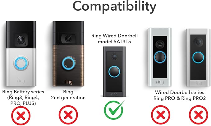 Hidden River Lab 0.5” Spacer for Ring Video Doorbell Wired (Model 5AT3T5) - Premium Ring doorbell Mount - Black