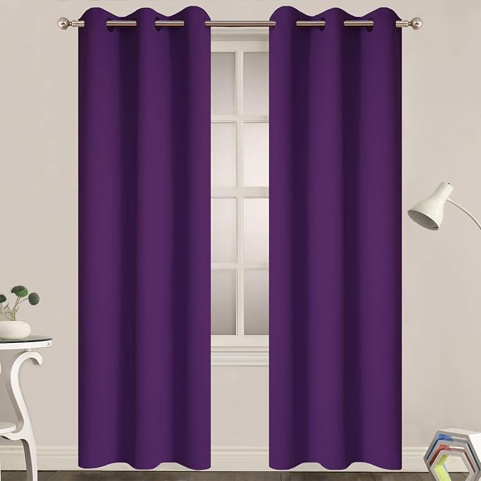 Yakamok Blackout Curtains 38x90 inch Purple Thermal Drapes-Bedroom | 2 panels by Yakamok