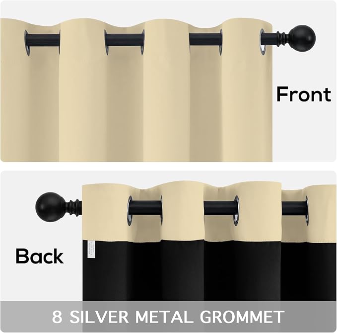 Yakamok Beige Blackout Curtains 54 inches Long - Image 6