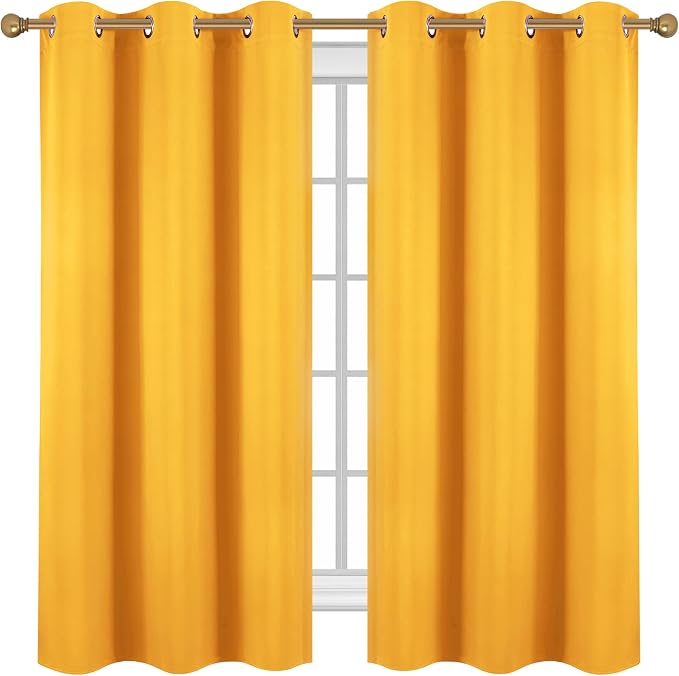 Diraysid Yellow Grommet Blackout Curtains - Image 2