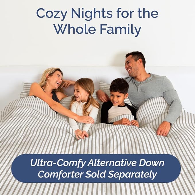 Full XL Bed Sheet Set - 4 Piece Extra Long Extended Full XL Sheets - Soft, Breathable & Cooling - Fits 8" to 16" Mattress with Deep Pockets - 54" x 80" - Wrinkle and Fade Resistant - Beige Stripes 2