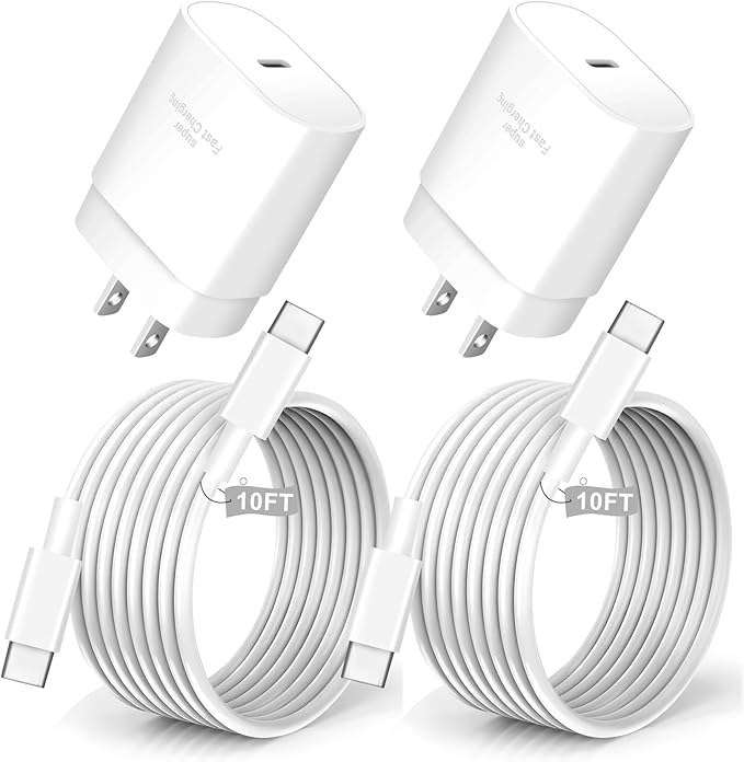 Super Fast Chargers for Samsung S25 Ultra,25W Type C Charger Fast Charging 2Pack USB C Charger Block and 10FT USB to USB C Cable Cord for Samsung Galaxy S25 Ultra/S24/S23/S22/S21 Ultra/S20/Note 20