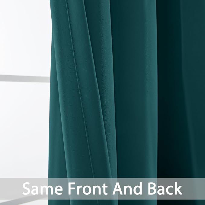 Yakamok Blackout Curtains 38x84 inch Dark Teal Thermal Drapes-Bedroom | 2 panels - Image 3