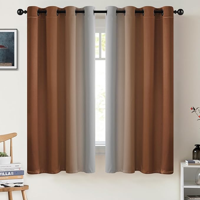 COSVIYA Grommet Blackout Ombre Burnt Orange Curtains W52 x L63 Inch | Gradient by COSVIYA