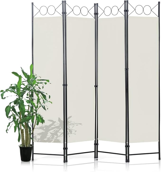Room Divider 4 Panels 6FT Room Divider Beige Privacy Panel Screens | Wall by NChanmar