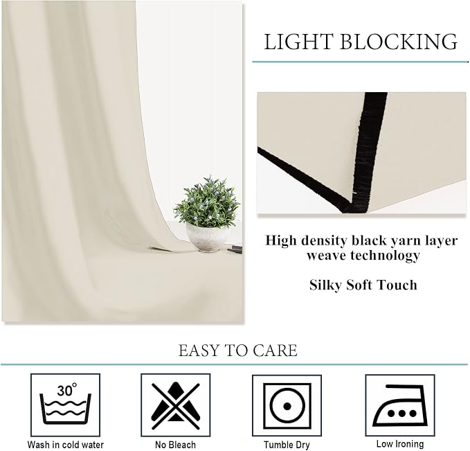 Diraysid Light Beige Grommet Blackout Curtains - Image 8